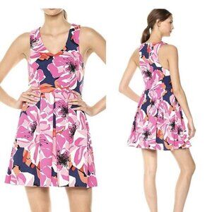 Trina turk sleeveless floral print v neck fit flare marcia 2 dress Size 12